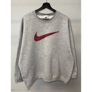 Vintage 90s Nike Pullover Sweatshirt Big Swoosh Made In USA Kids L Grey
